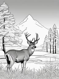 Deer Coloring Pages - Deer looking out over a beautiful landscape  simple coloring pages