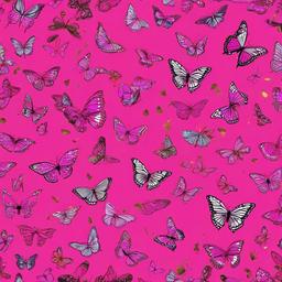 pink background with butterflies  