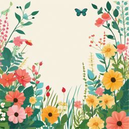 Summer Garden clipart - Flourishing summer garden, ,vector color clipart,minimal