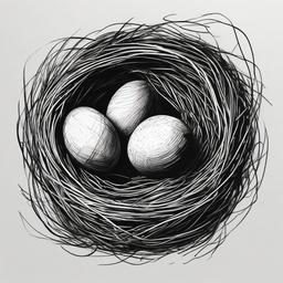 sketch of nest  minimal rough sketch scribbles,doodles,black and white