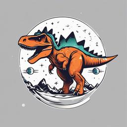 Dinosaur Space Tattoo - Explore cosmic adventures with a unique space-themed dinosaur tattoo.  simple vector color tattoo,minimal,white background