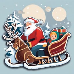 Winter sleigh ride sticker- Joyful and festive, , sticker vector art, minimalist design