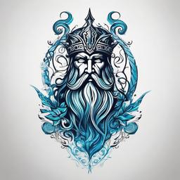 Poseidon Tattoo Idea - Explore creative possibilities with a Poseidon tattoo idea, incorporating unique elements that resonate with your vision.  simple color tattoo, white background