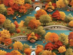 Cute Fall Wallpaper - Falling Leaves in Central Park  wallpaper style, intricate details, patterns, splash art, light colors