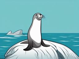 Sealion Cartoon - Cartoon of sealion balancing on one fin  