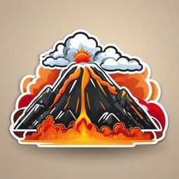 Volcano and Eruption Emoji Sticker - Explosive natural force, , sticker vector art, minimalist design