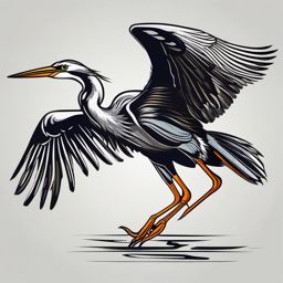 Heron clipart - Wading bird with long legs and wings in flight, ,color clipart vector style