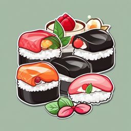 Kawaii Sushi sticker- Cute Nigiri Delight, , color sticker vector art