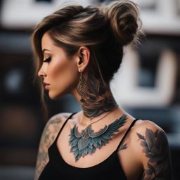 neck tattoos for women, highlighting femininity and personal style. 