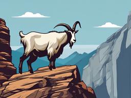 Mountain Goat Cartoon - Cartoon of mountain goat scaling cliffs  