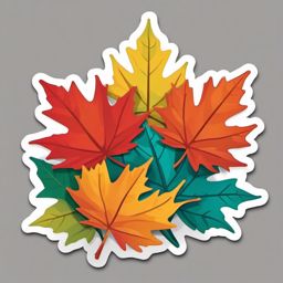 Maple Leaf Pile Sticker - Dive into the nostalgic fun of jumping into a pile of colorful maple leaves with this playful sticker, , sticker vector art, minimalist design