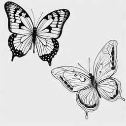 butterfly and name tattoo designs  simple color tattoo,white background,minimal