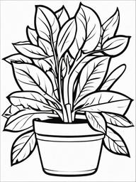 Plant Coloring Pages - Plant with leaves  simple coloring pages