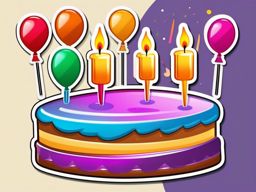 Birthday Cake with Candles and Balloon Emoji Sticker - Festive celebration, , sticker vector art, minimalist design