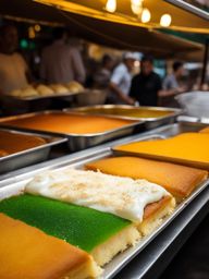 knafeh, a middle eastern sweet pastry, devoured at a vibrant bazaar in jerusalem. 