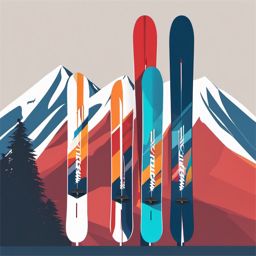 Ski Clipart - A pair of skis for thrilling downhill runs.  transport, color vector clipart, minimal style