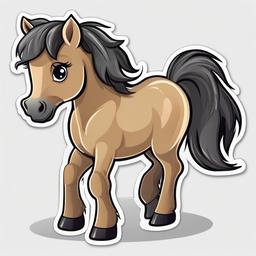 Welsh Pony cartoon - sturdy pony with a gentle disposition  cartoon sticker style