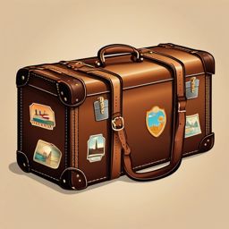 Leather Suitcase Clipart - A vintage leather suitcase with travel stickers, a companion for globe-trotters.  color clipart, minimalist, vector art, 