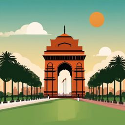 New Delhi clipart - India Gate and Jama Masjid in India, ,color clipart vector style