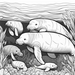 manatees cute animals coloring page 