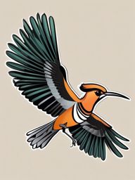 Hoopoe clipart - Unique-looking bird with distinctive crown in flight, ,color clipart vector style