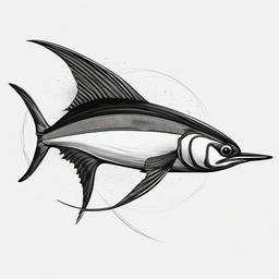 drawing of swordfish  minimal rough sketch scribbles,doodles,black and white