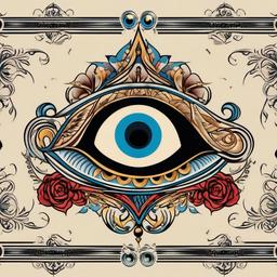 traditional evil eye tattoo  simple vector color tattoo
