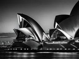 sydney opera house - highlight the futuristic elegance of the sydney opera house, set against the harbor's blue waters. 