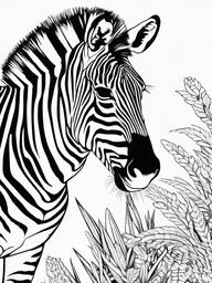 Zebra Coloring Pages - Black and White Striped Herbivore  black outline printable coloring page