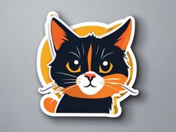 Cat Sticker - A playful cat with a mischievous look, ,vector color sticker art,minimal