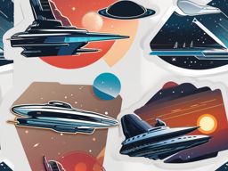 Spaceship sticker, Interstellar , sticker vector art, minimalist design