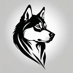 husky silhouette tattoo  simple color tattoo,minimal,white background