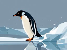 Penguin Clipart - Penguin waddling on the icy shores of Antarctica , minimal, 2d