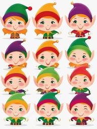 Elf clipart - elf with a mischievous grin and sparkle  color,minimalist,vector clipart