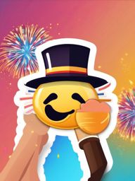 Fireworks and Party Hat Emoji Sticker - Explosive celebration, , sticker vector art, minimalist design