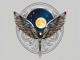 gemini moon tattoo  simple vector color tattoo