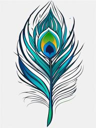 Peacock Feather Tattoo - Vibrant peacock feather.  simple vector tattoo,minimalist,white background