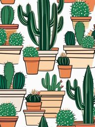 Cactus Sticker - Cute potted cactus design, ,vector color sticker art,minimal
