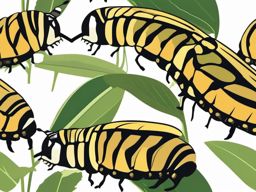 Monarch Caterpillar Clip Art - A monarch butterfly caterpillar,  color vector clipart, minimal style