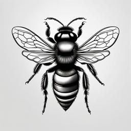 Black and White Honey Bee Tattoo - Opt for a classic and timeless look with a black and white honey bee tattoo, emphasizing the insect's form and elegance.  simple tattoo,minimalist,white background