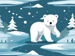 Cute Polar Bear in an Arctic Retreat  clipart, simple