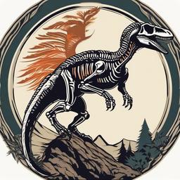 velociraptor skeleton tattoo  simple vector color tattoo