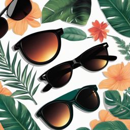 Sunglasses Reflection in Nature Sticker - Sunglasses with a reflection of nature, ,vector color sticker art,minimal