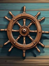 Wooden Ship Wheel Clipart - A weathered wooden ship wheel, a symbol of maritime adventures on the high seas.  color clipart, minimalist, vector art, 