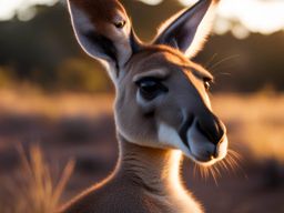 kangaroo joey peeking out of its mother's pouch in the australian outback 8k ultrarealistic cinematic 