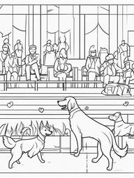 Dog Show Coloring Pages - Canines Competing in a Dog Show  minimal black outline printable sheet, coloring page