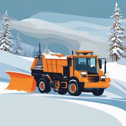 Snowplow in Action clipart - Snowplow clearing the road, ,vector color clipart,minimal