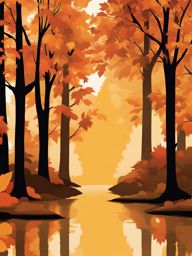 fall clipart: adorning the trees in a serene forest. 