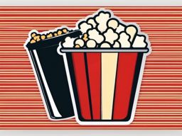 Filmstrip and popcorn bucket sticker- Movie night delight, , sticker vector art, minimalist design