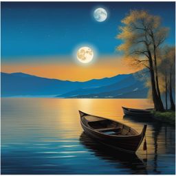 lake ohrid, north macedonia - illustrate the tranquil shores of lake ohrid, with moonlight dancing on its calm waters. 